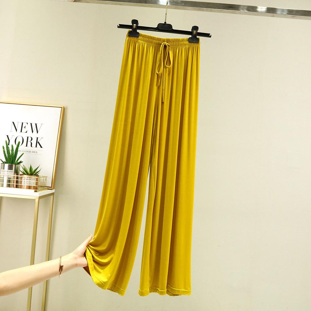 Einfarbig Hohe Taille Frühling Sommer Herbst Gerade Schnürung Dünne Loungehose Elastische Taille Lockere Freizeithose Lässige Yoga-Home-Hose