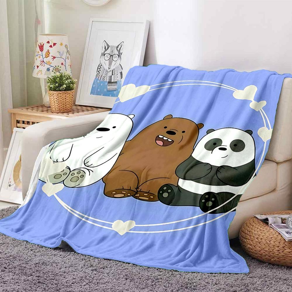 1pc Manta de Franela We Bare Bears Ligera Suave Cálida Manta para Todas las Estaciones para Sofá, Cama, Viaje,L1028148