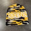 American Style Winter Knit Beanie Couples Streetwear Warm Cap With Letter Detail Unisex Camo Hat