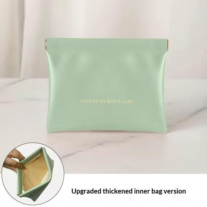 

Automatic Closed Purse Bag Mini PU Separate Earphone Charging Cable Storage Bag Portable Zero Wallet Coin Lipstick Storage Bag зелений