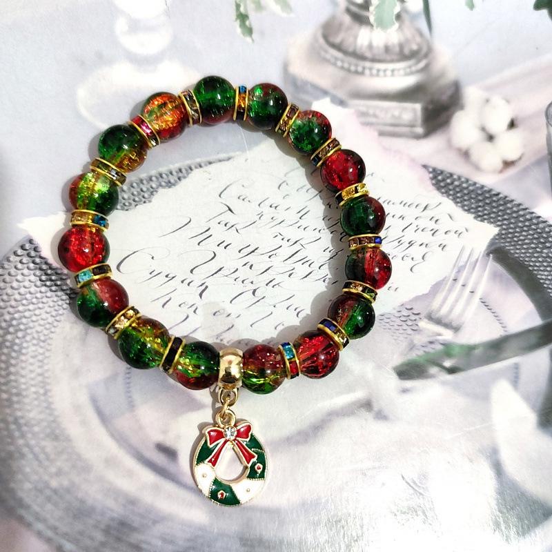Festive Holiday Christmas Tree Bracelet with Lampwork Beads