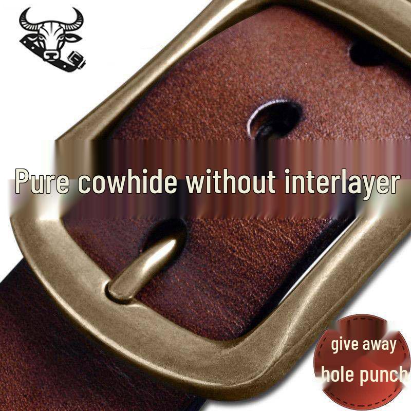 Men's Korean Style Genuine Cowhide Pin Buckle Casual Jeans Belt