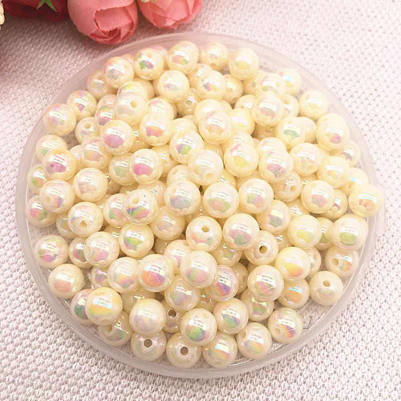 NEUE 6mm 8mm AB Farbe Runde Acryl Perlen Lose Spacer Perlen Für Schmuck Machen DIY Armband