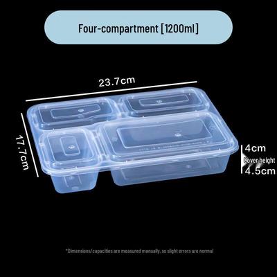 ZISIZ 1000ml 4-Compartment Disposable Lunch Box