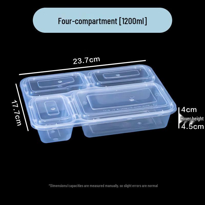 ZISIZ 1000ml 4-Compartment Disposable Lunch Box
