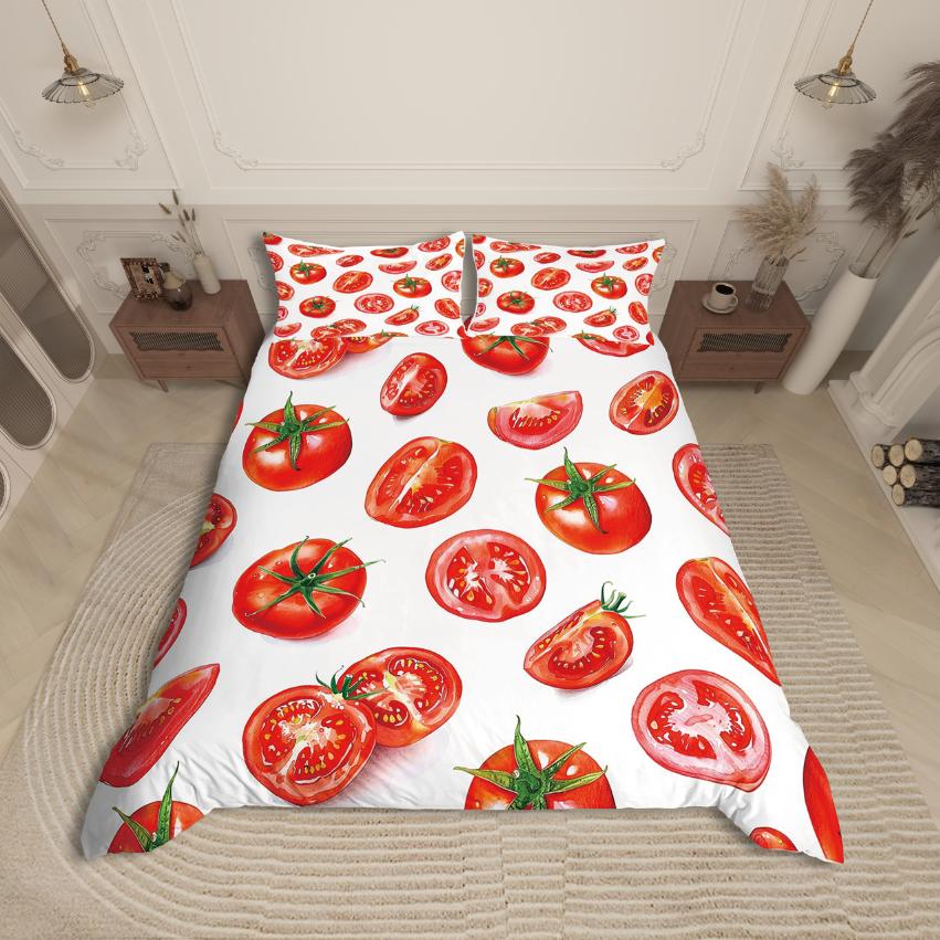 Homewish Cartoon Strawberry Duvet Cover SetGroovy Flower Daisy For Kids Bedding SetFloral Fruit Decor