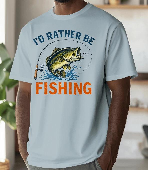 I’d Rather Be Fishing T-shirt – Funny Fishing Tee for Anglers 2XL