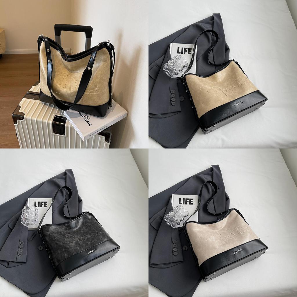 Retro Commuter Large Capacity Shoulder Bag Women's 2023 New Autumn Winter Fashion Bucket Bag Cross-border Trend