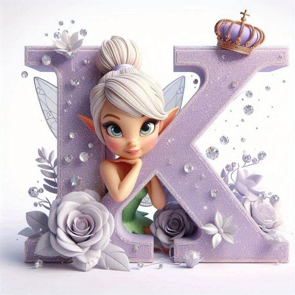 Disney Kreskówkowa Malowanie Diamentami Dzwoneczek Księżniczka 26 Liter Obrazki z Dżetów Mozaika Diamentowa Motyl Zestawy Rękodzieła Sztuka Ścienna