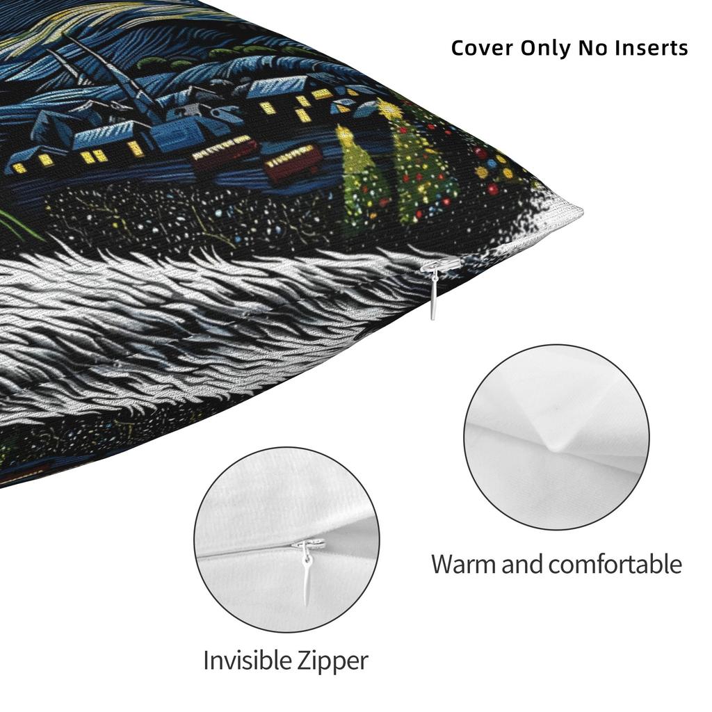 Van Gogh Starry Night Santa Christmas Winter Snowy Night Pillowcase Cushion Cover Throw Pillow Case Cover Home Wholesale 45X45cm