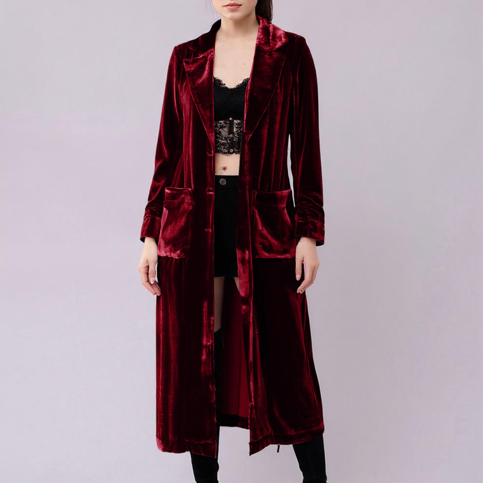 

Женское модное и повседневное однотонное пальто с длинным рукавом S