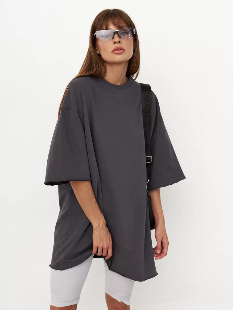 2025 Spring And Summer Cotton T-shirt Solid Colour Short-sleeved Female Loose Large Version Youthful Woman Clothes