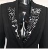 2025 Autumn New V-neck Black Blazer with Heavy Beading and Waist-Cinching Design