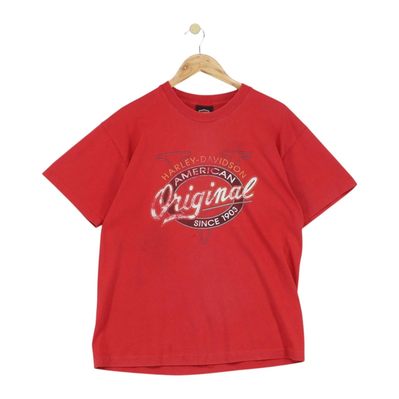 

Vintage Harley-Davidson T-Shirt Mens Size L Red Single Stitch Graphic M