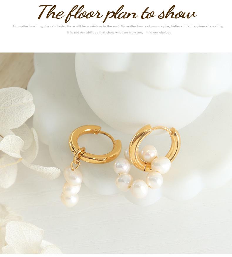 Luxury Minimalist Freshwater Pearl Earrings for Women: French Style, Real Gold Plated, Non-Fading