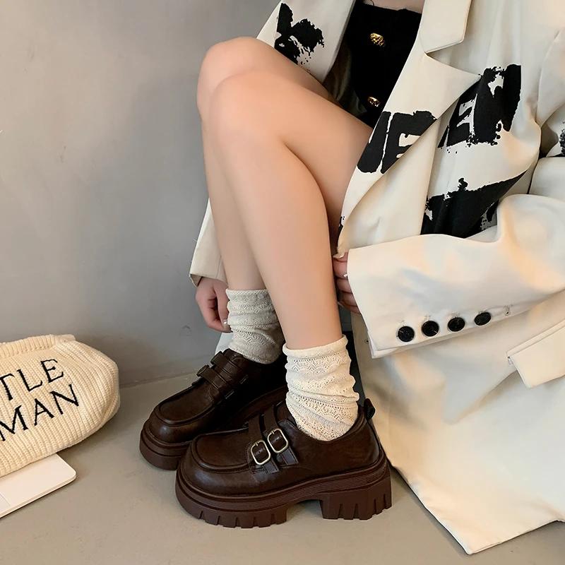 Fashion French Style Small Leather Shoes Women English Style Retro One-band Marilyn Shoes Spring Soft-soled Loafers