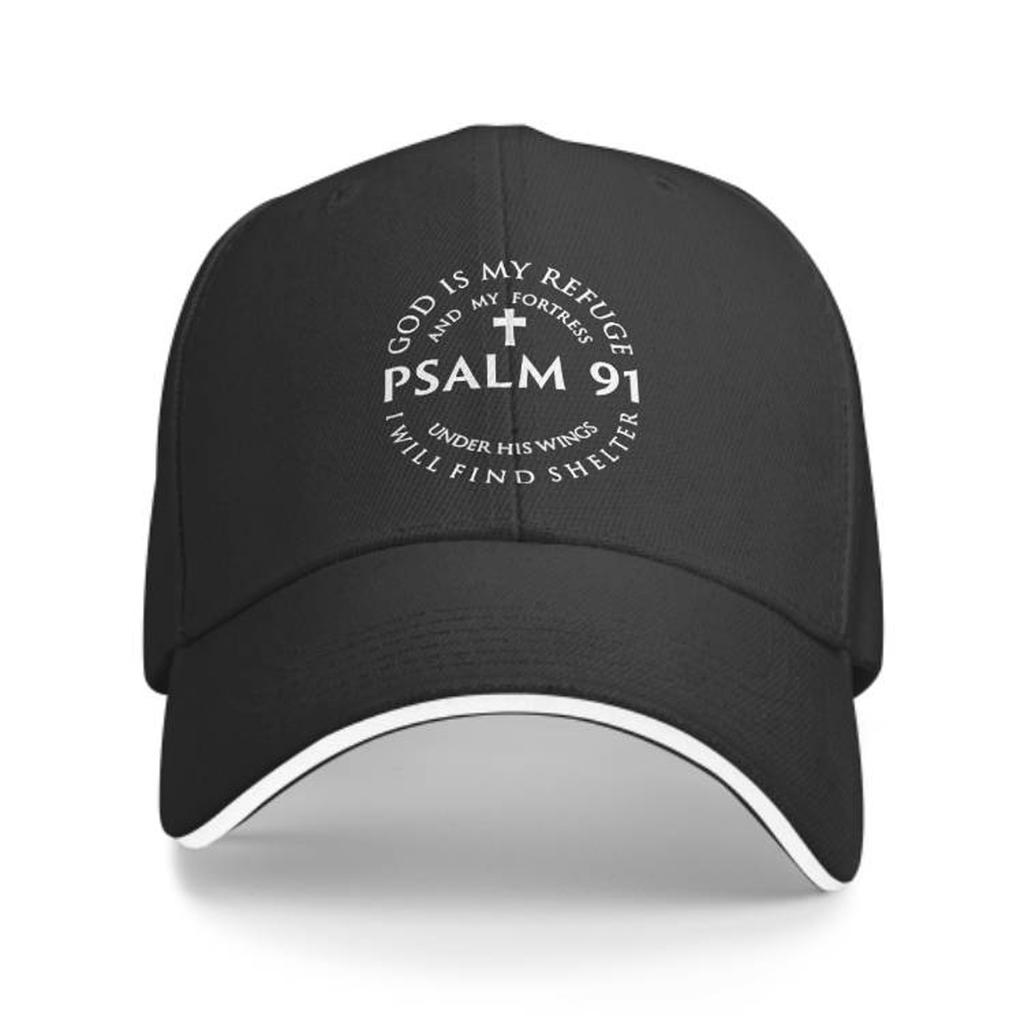 1Pc Adjustable Baseball Cap - Psalm 91 Scripture - Christian Religious Hat With, Adjustable Strap For Truck Drivers, Church, Eve