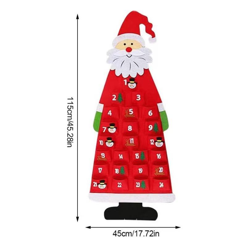 Christmas Felt Advent Calendar Wall Hanging Santa Advent Calendar with Pockets 24 Days Kids Toys For Children Christmas Gift
