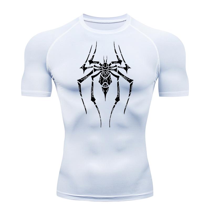 Spider Print Compression Shirts for Men Gym Workout Running Baselayers Undershirts Rash Guard Athletic Quick Dry Tshirts Tops