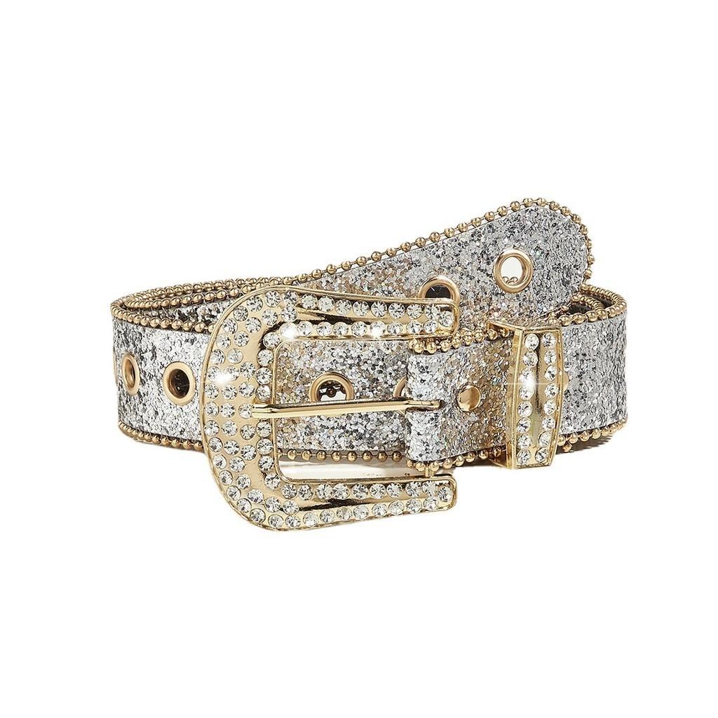 Women's Gold Shiny Waist Belt With Water Drill Decoration Ins Style