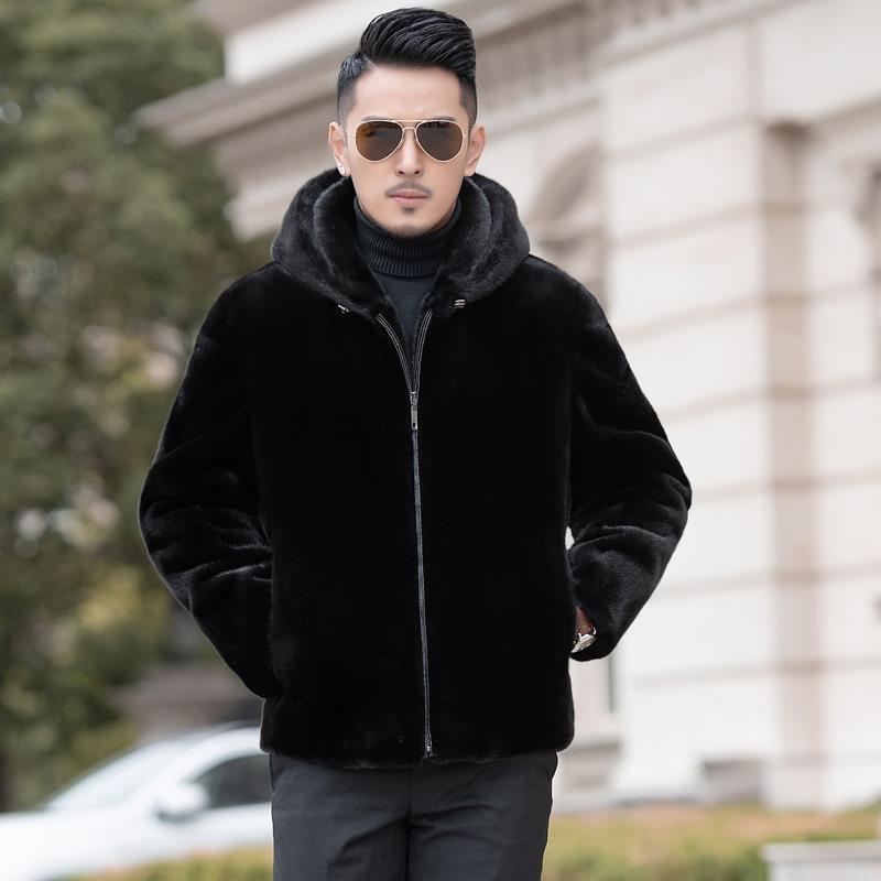 

Мужская шуба из искусственного меха новая осень и зима имитация бархата имитация норки пальто куртка с капюшоном короткая 4XL 175-95 kg