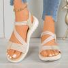 Summer New Sandals Women's Sports Style Light and Comfortable Large Size Velcro Flat Sandals