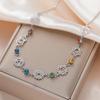 Handmade Yoga OM Pendant Necklace With Colorful Zircon Hollow Polished Lotus Charm Accessory