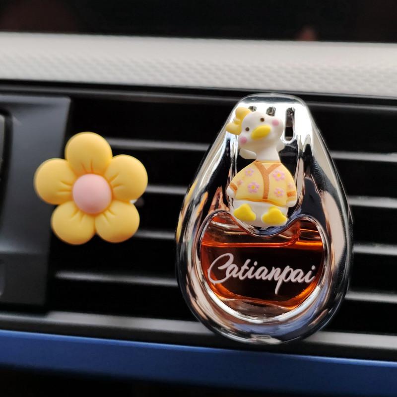 Glass Cartoon Girl Car Air Freshener Perfume Bottle Decorative Ornament Blue Dress Ocean Scent 2 Pack