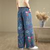 Pantaloni Dritti Larghi con Stampa Floreale Donna Autunno Vita Alta Pantaloni di Jeans Larghi per Donna Casual All-Match Jeans