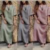 Damen Gestreiftes Maxikleid V-Ausschnitt Bindefront Kurze Ärmel Lockerer Schnitt Lässiges Sommerkleid