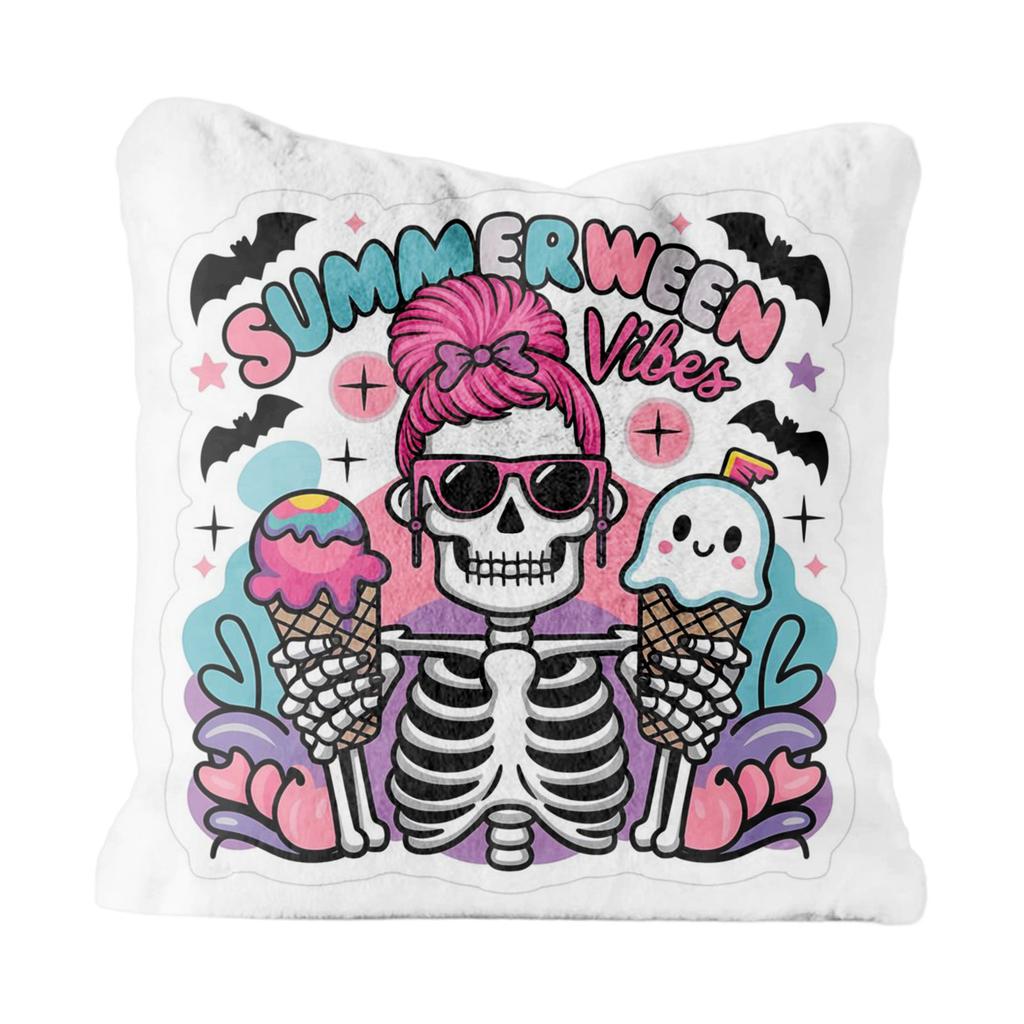 Plush Decorative Pillow Cover Set for Chair Sofa Bedroom Living Room Halloween Themed Soft Fabric Cushion Case Set