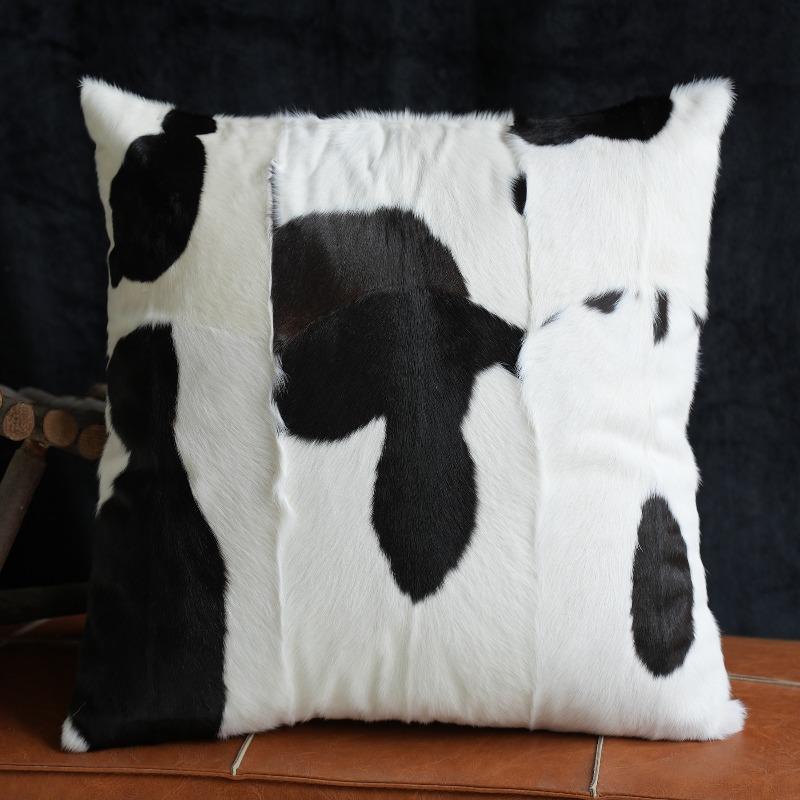 Plush Cow Print Pillowcase 50x50cm Double-sided Cushion Cover Artistic Color-block Throw Pillow Cover Home Decor