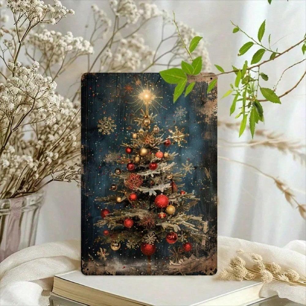 Vintage Tree Metal Tin Sign 8x12 Inch Wall Decor Home Store Country Style Holiday Ornament