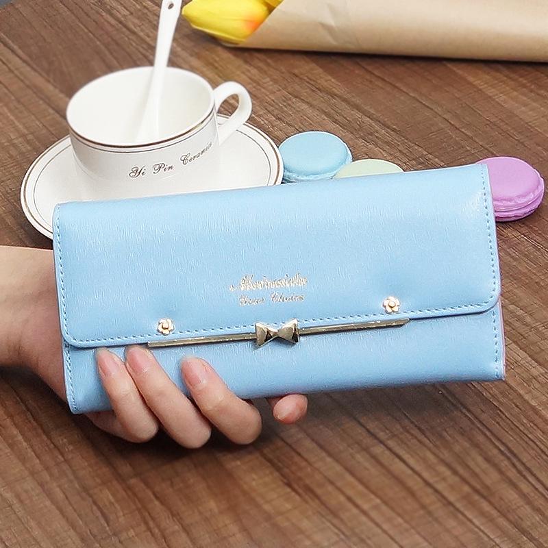 2025 Korean Style Cute Bow Buckle Ladies' Wallet with Rivets