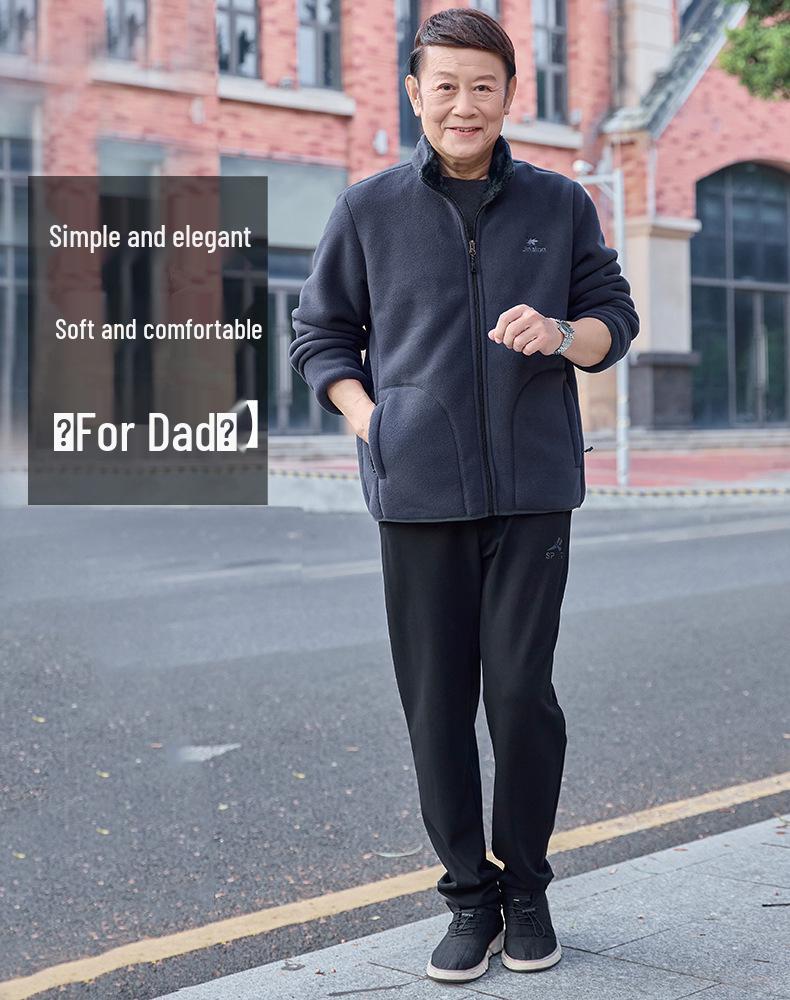 Men’s Winter Fleece Outerwear: Plus Velvet Sweatshirts for Middle-Aged and Elderly Dads and Grandpas