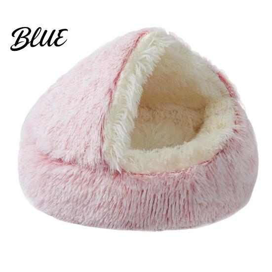 Puppy Sleeping Bed Dog Winter Semi-Enclosed Indoor Plush Pet Round Hooded Small Cat Cave Warm