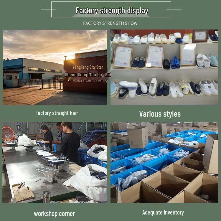 Breathable Anti-static Mesh Shoes with Thick Soft Soles and Non-slip Velcro Canvas