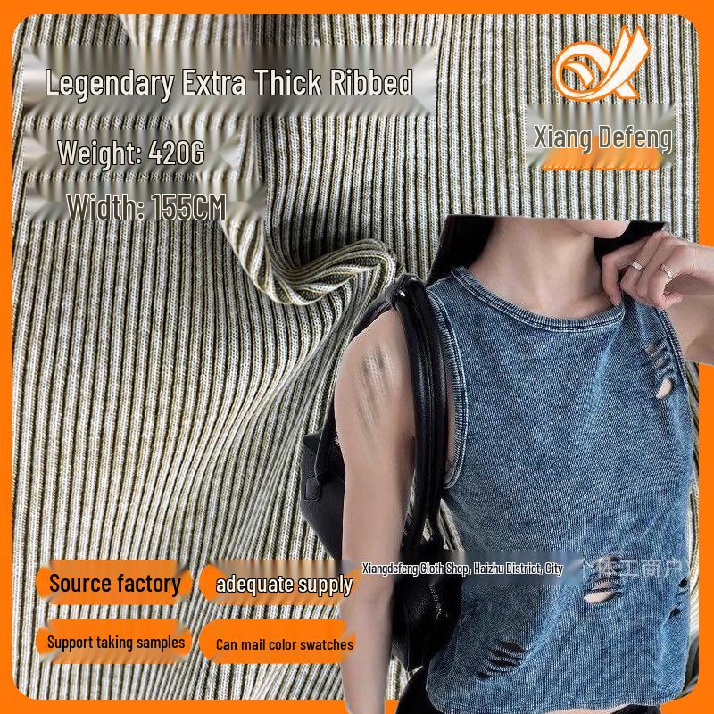 

Trendy Retro Washable Rib Knit: 420g Extra-Thick Wax-Dyed Faded Fabric, High-Stretch 2*2 Knit. Color Card