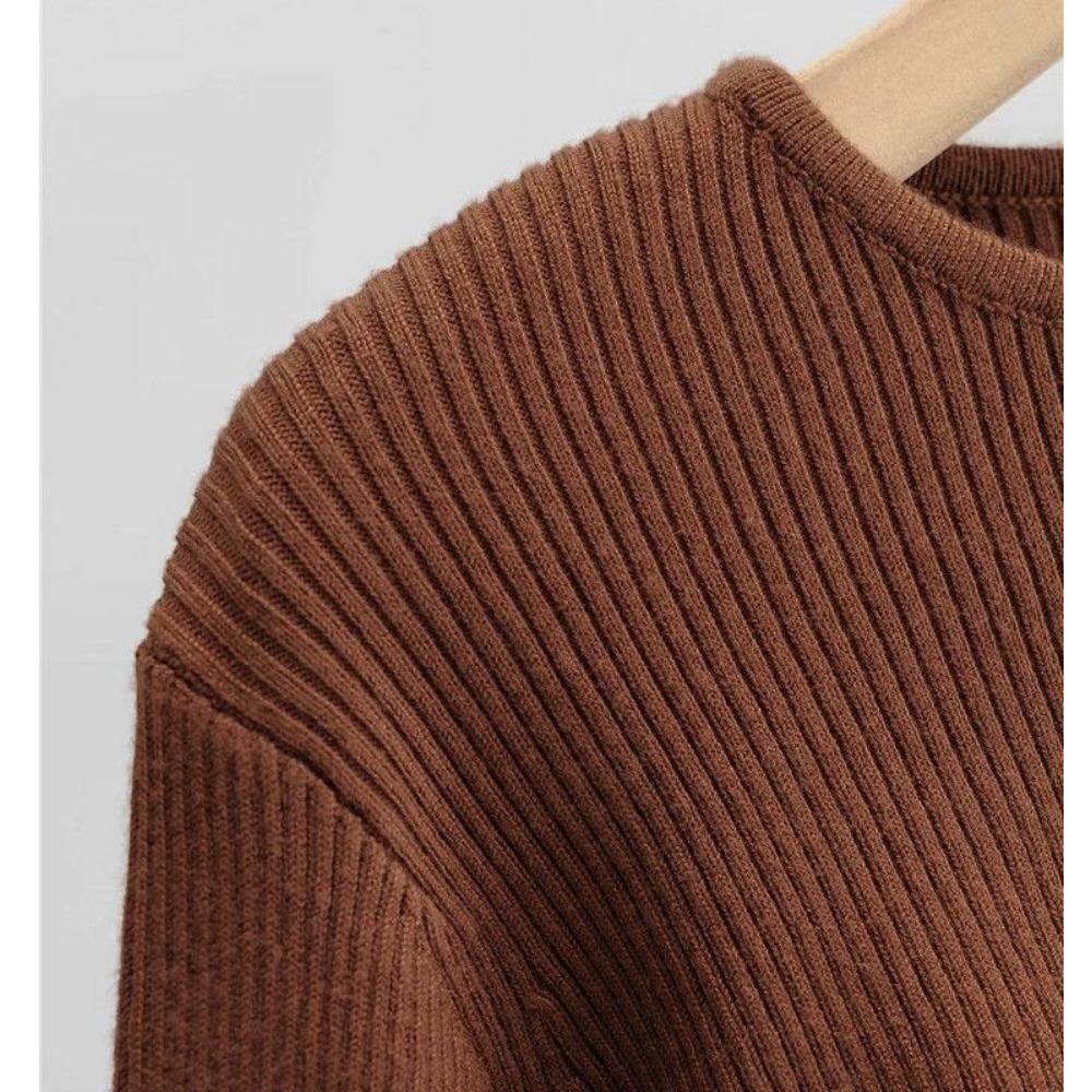 Women's Neck Ribbed Crop Top Pullover Long Sleeve Cropped T-Shirt Casual Boleros Shurgs Streetwear