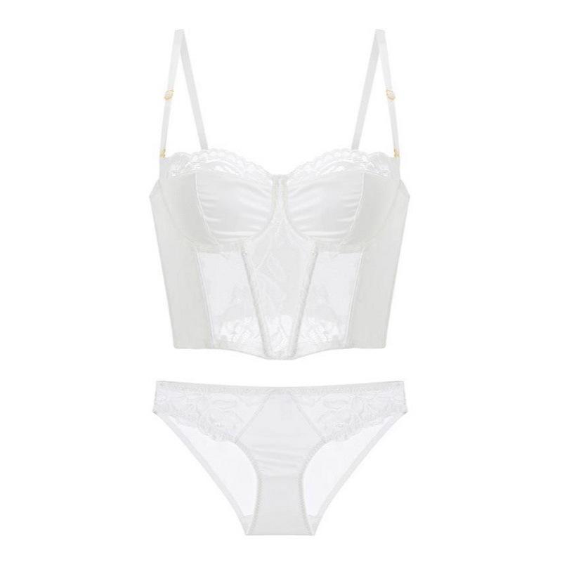 French Thin Cup Lace Push Up Bra Set Sexy Women Body Shaper Underwear Romantic Silk Bralette With Panties Lingerie Sets