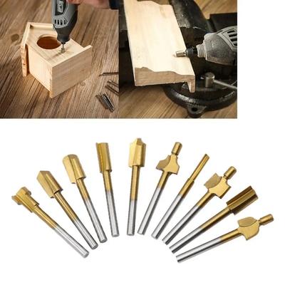 10Pcs Portable HSS Router Bits Rotary Tool Set DIY Drill Bit Professional High Quality Carving Router Bits for Dremel