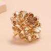 Retro Crystal Flower Ring - European & American Light Luxury Diamond Statement Piece