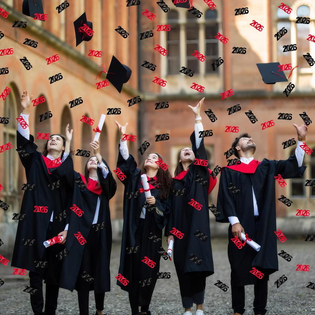 MARFOREVER Black Red 2026 Confetti, 2026 New Years Glitter Confetti Black Red 2026 New Year Table Scatters for Happy New Year Party Decorations 2026