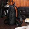 Women's PU Backpack Double Zipper Solid Color Retro Large Capacity School Bag Multifunctional Shoulder Bag