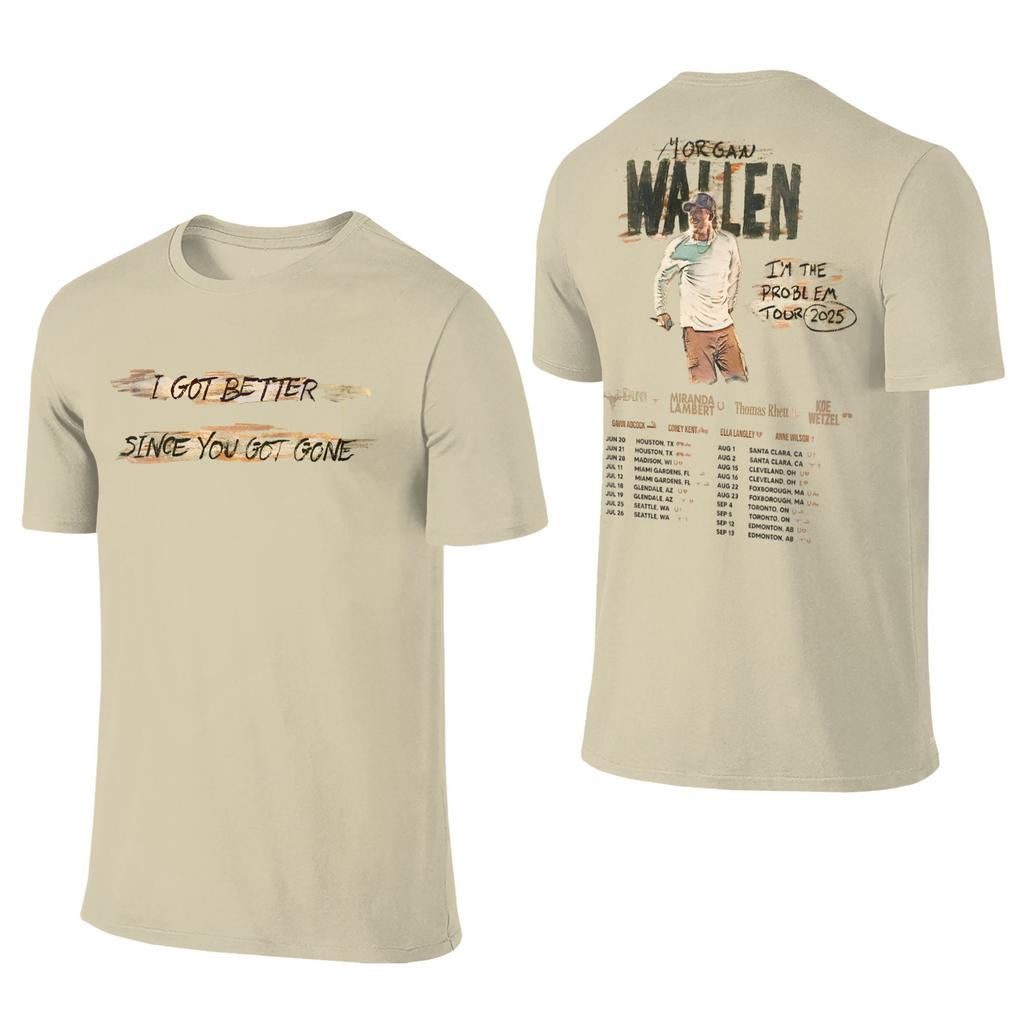 Pánské Dámské Tričko z turné country hudby Morgana Wallena Pokud jsem problém Ležérní trička s kulatým výstřihem Oboustranné Oblečení nadměrných velikostí
