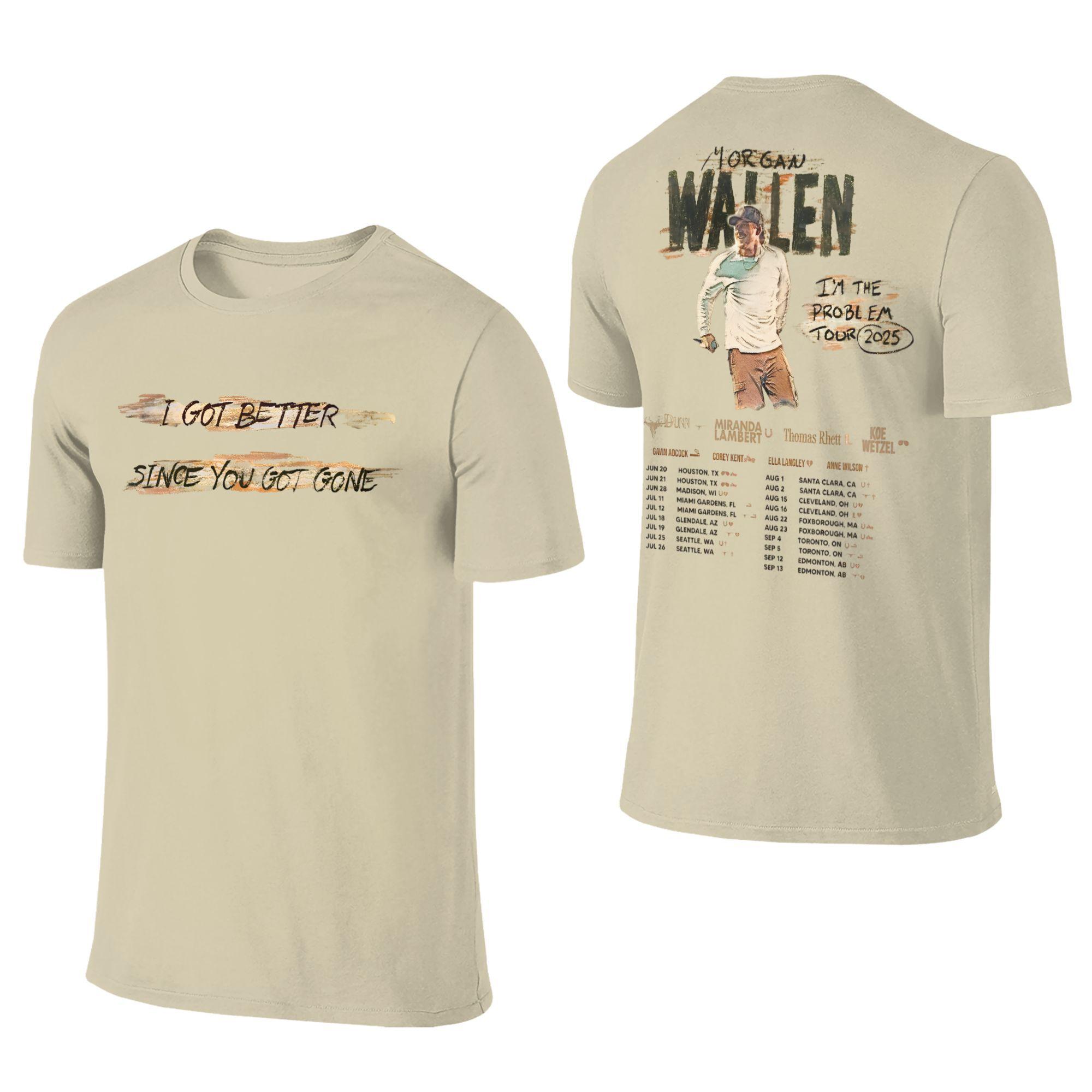 

Футболка мужская женская для кантри-тура Моргана Уоллена Если я проблема Повседневные футболки с круглым вырезом Двусторонняя одежда больших размеров S