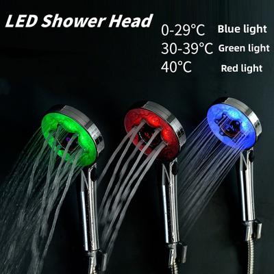 1 unidad Cabezal de ducha LED para baño Control digital de temperatura 3 modos de pulverización Ahorro de agua Filtro Cabezal de ducha Accesorios de baño