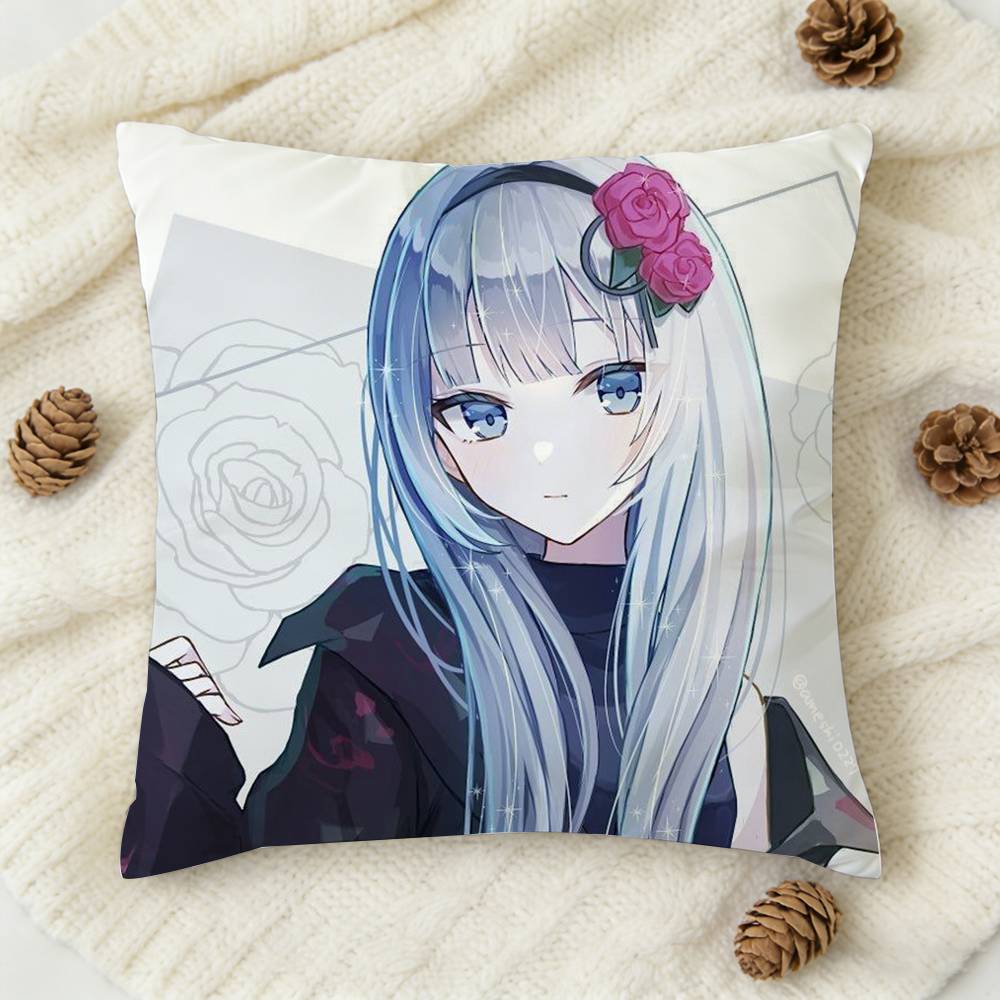 Yoisaki Kanade Cartoon Style Doublesided Printed Square Decorative Cushion Cover for Sofa Living Room Home Decor