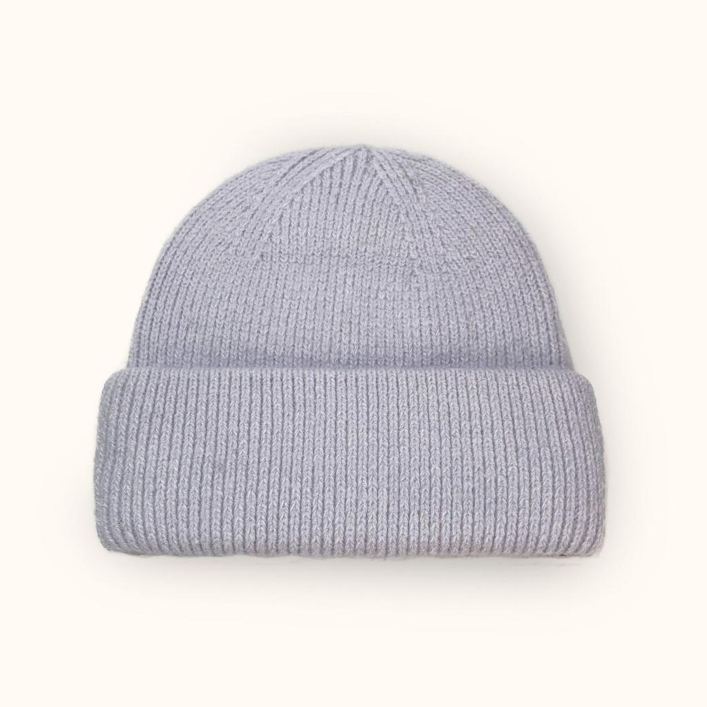 Autumn Winter Fashion Rabbit Hair Knit Hat Double Rolled Brim Warm Cold Hat