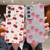 Cherry Bowknots Print Case For Samsung S26 Ultra S25 A18 S24 S23 S22 S21 FE A15 A16 A17 A35 A36 A37 A54 A55 A56 A57 Leather Texture Silicone Cover